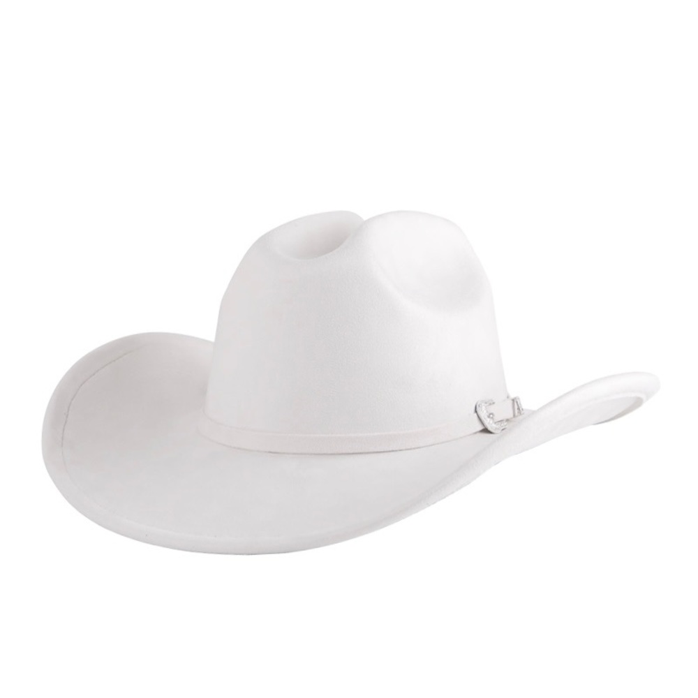 Beige Cowboy Hat Sueded Fedora Silver Belt Band NWT - Picture 2 of 8